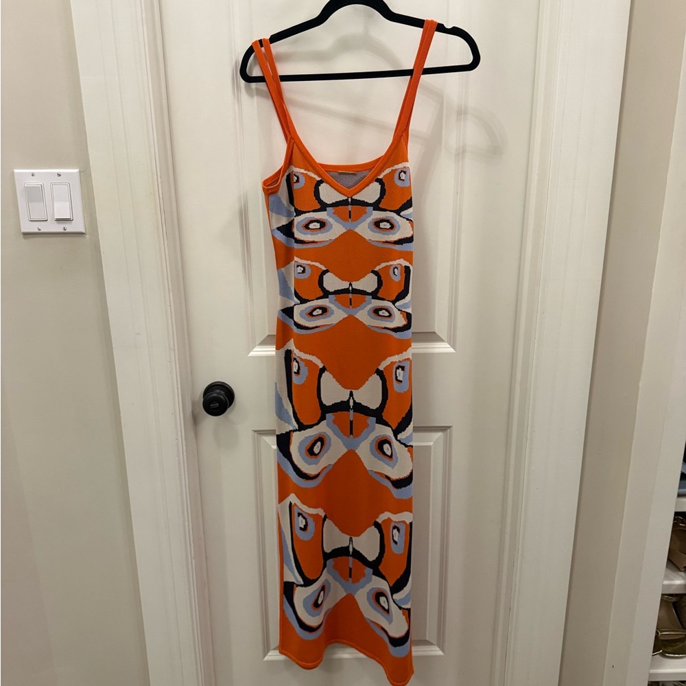 Alexis Orange and Black Patterned Dress